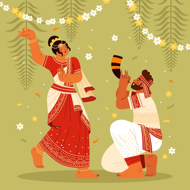 Ilustración plana magh bihu