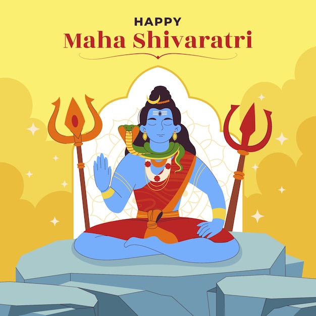 Ilustración plana de la Maha Shivratri