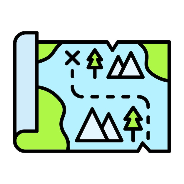 Ilustración plana del mapa del tesoro