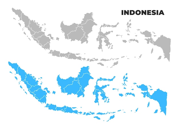 Ilustración plana de mapas simples de Indonesia