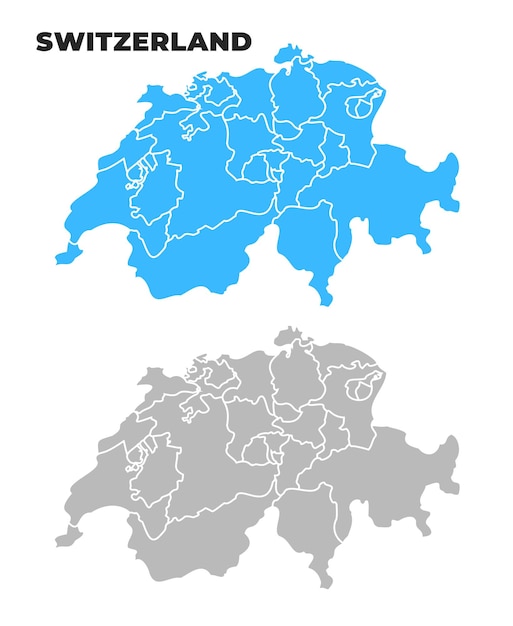 Ilustración plana de mapas simples de Suiza