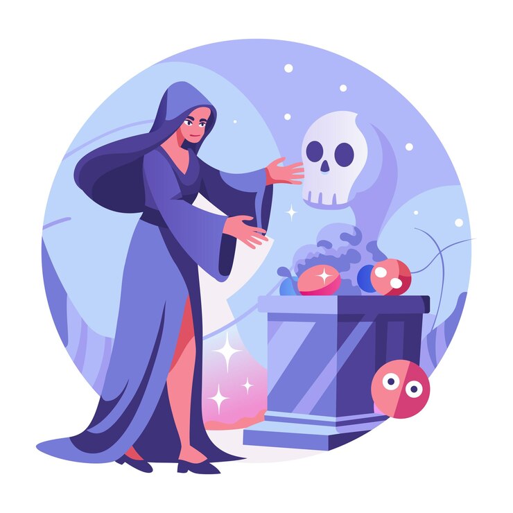 Vector una ilustración plana de un marco espeluznante con una imagen de mujer