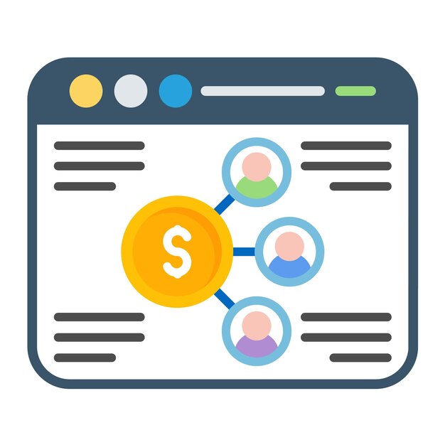 Ilustración plana del marketing de afiliados en la web