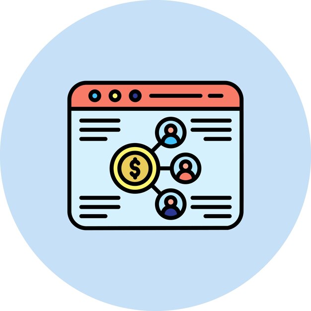 Ilustración plana del marketing de afiliados en la web