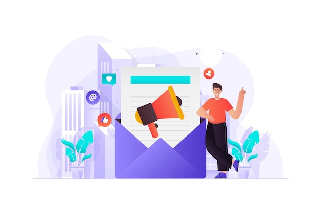 Ilustración plana de marketing por correo electrónico