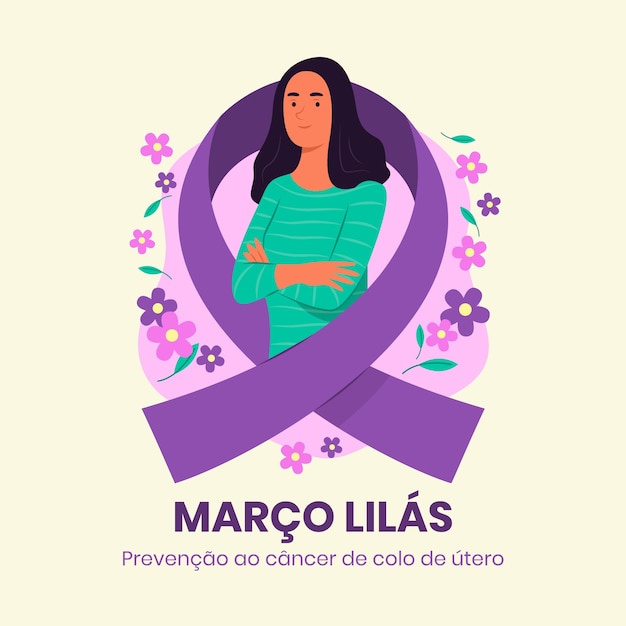 Vector ilustración plana de marzo lila