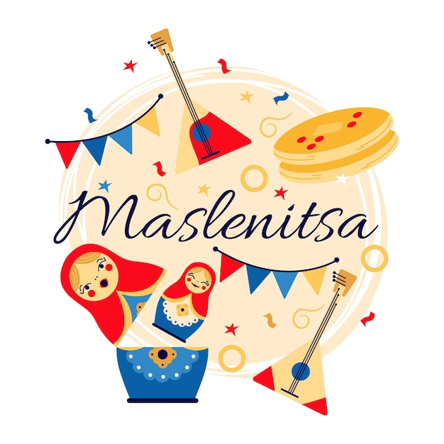 Ilustración plana maslenitsa