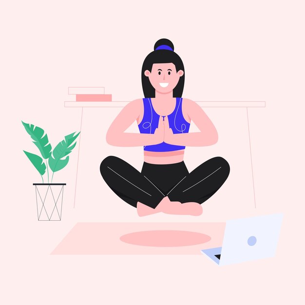 Una ilustración plana de meditación.