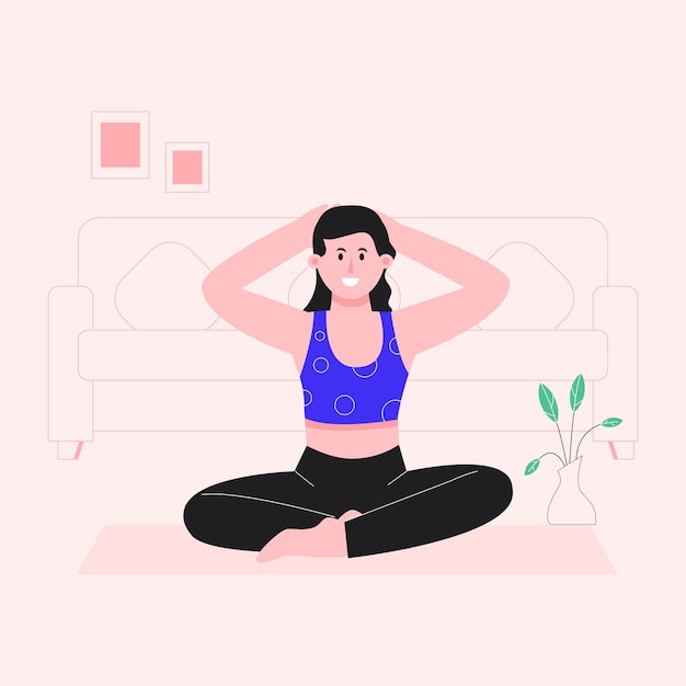 Una ilustración plana de meditación.