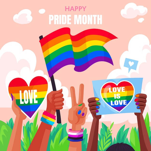 Vector ilustración plana del mes del orgullo lgbt