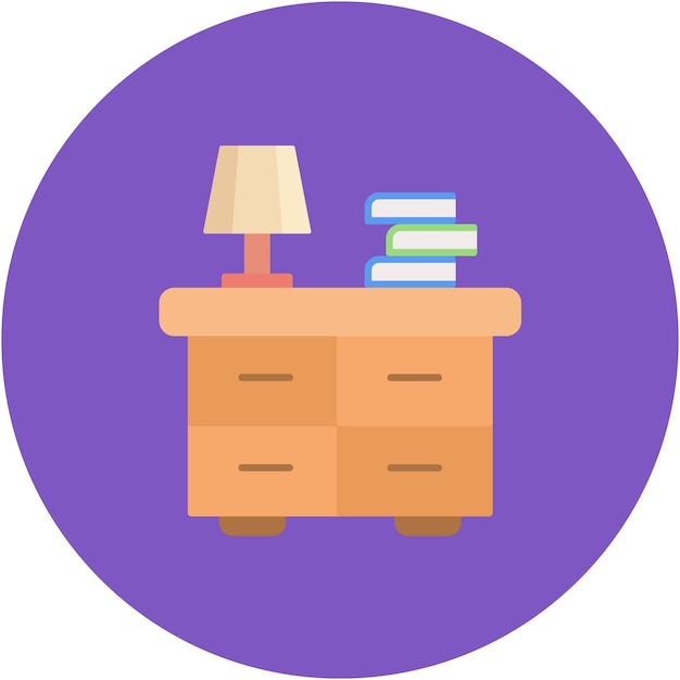Ilustración plana de la mesa de noche