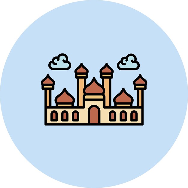 Ilustración plana de la mezquita