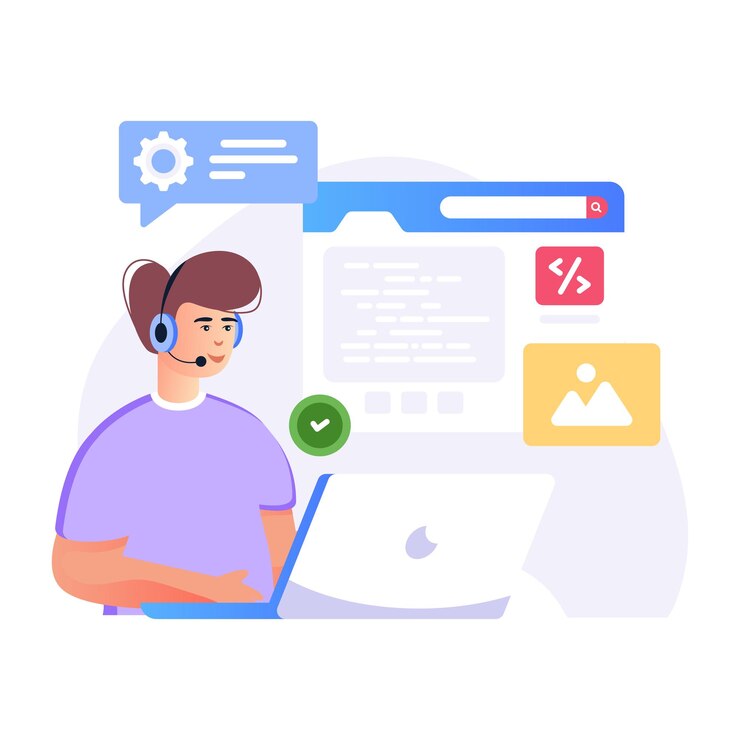 Vector una ilustración plana de moda de desarrollo web.