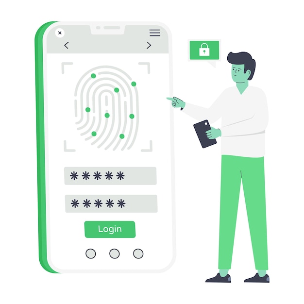 Ilustración plana de moda de seguridad móvil