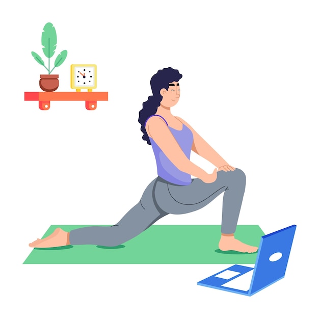 Ilustración plana moderna del entrenamiento de yoga