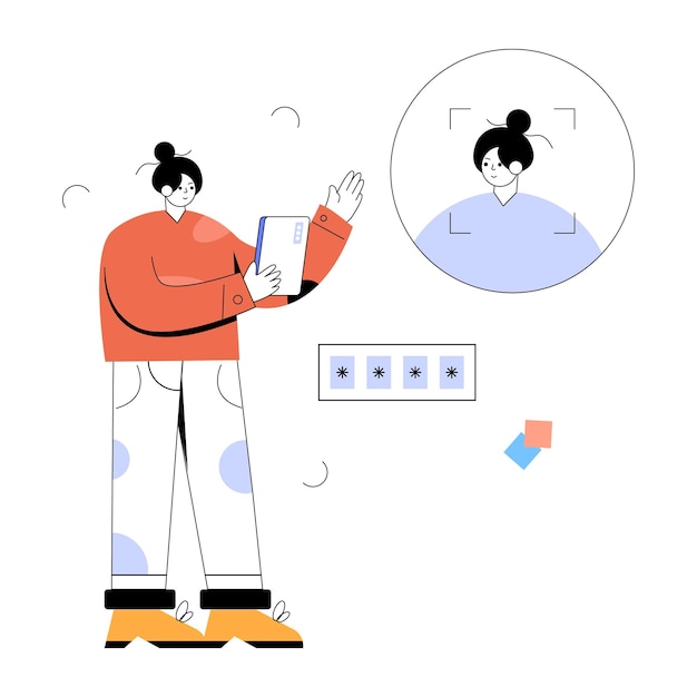 Ilustración plana moderna de identificación facial