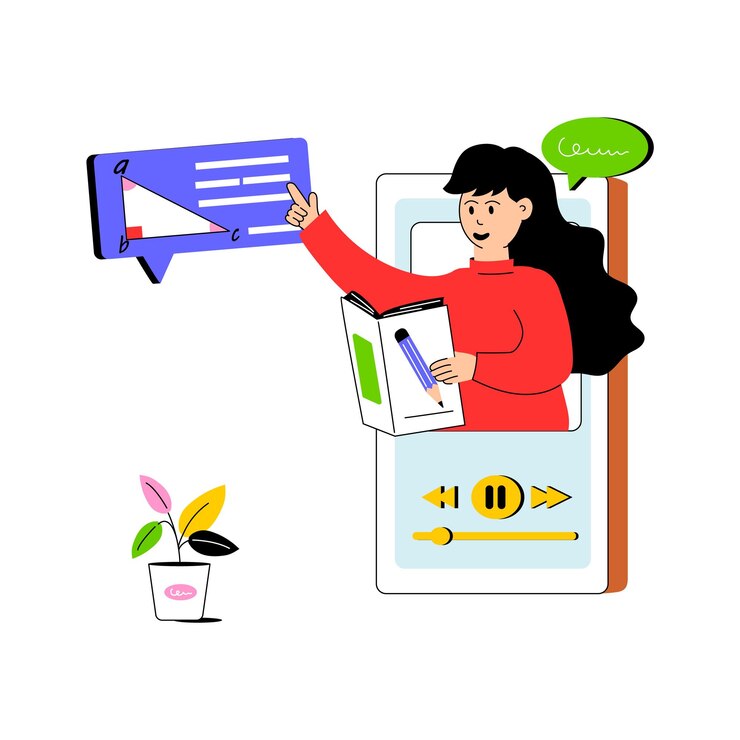 Vector una ilustración plana moderna de la presentación en línea