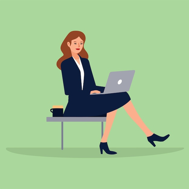 Ilustración plana de la mujer de bussines