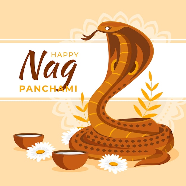 Ilustración plana nag panchami