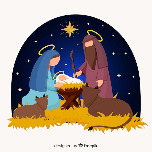 Ilustración plana natividad