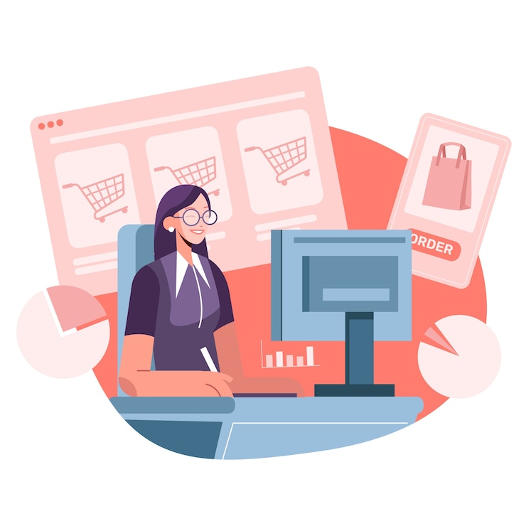 Vector ilustración plana de negocios en línea