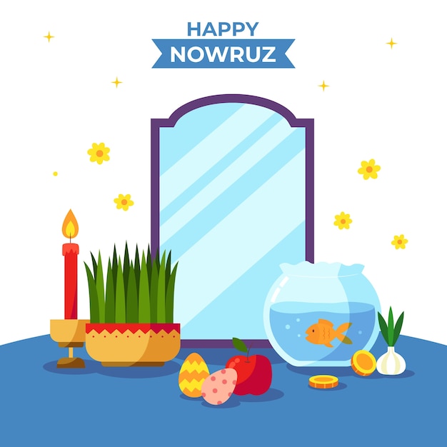 Ilustración plana de nowruz