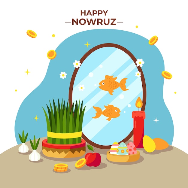 Ilustración plana de nowruz