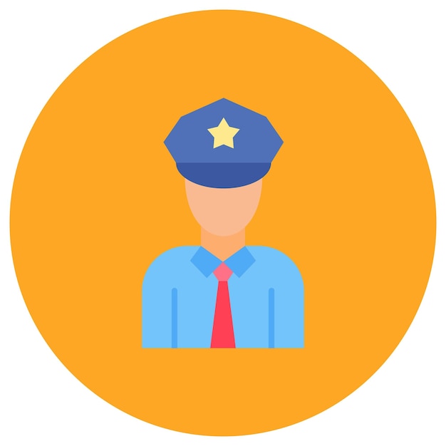 Ilustración plana del oficial de policía
