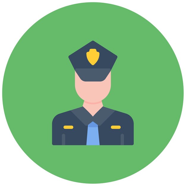Ilustración plana del oficial de policía