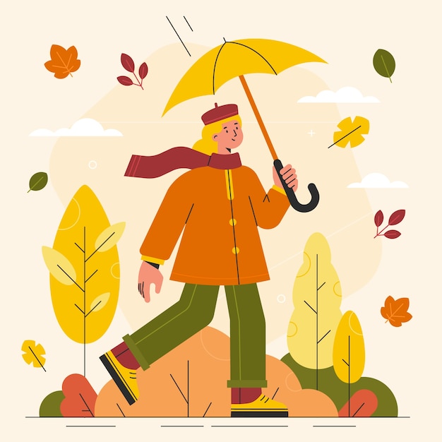 Ilustración plana para el otoño