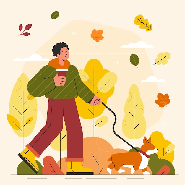 Ilustración plana para el otoño