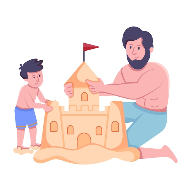 Ilustración plana del padre jugando