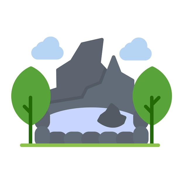 Vector ilustración plana del paisaje de las aguas termales