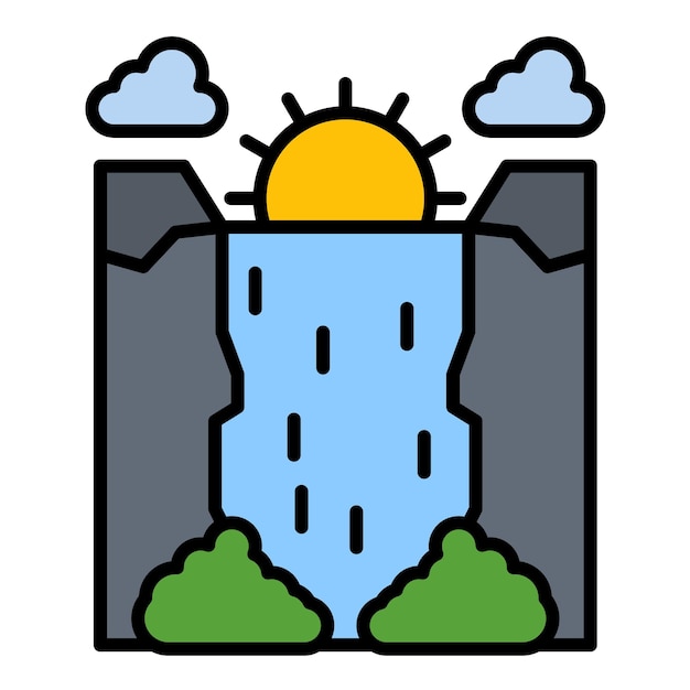 Ilustración plana del paisaje de la cascada