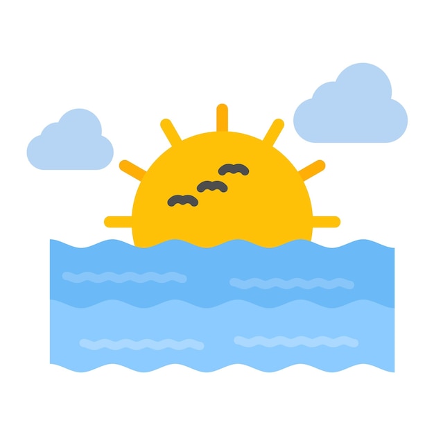 Ilustración plana del paisaje marino