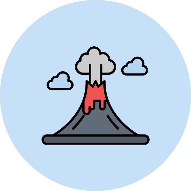 Ilustración plana del paisaje del volcán