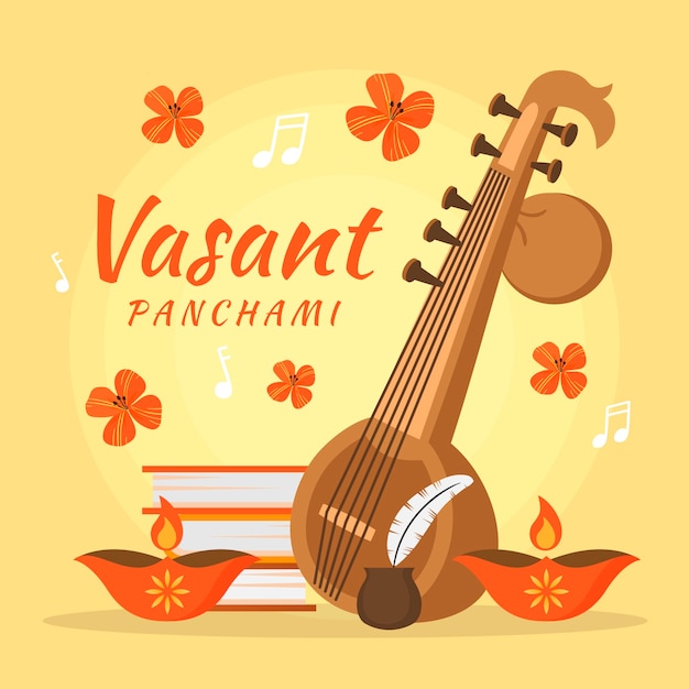 Ilustración plana de panchami vasant