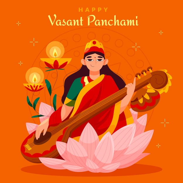 Vector ilustración plana de panchami vasant