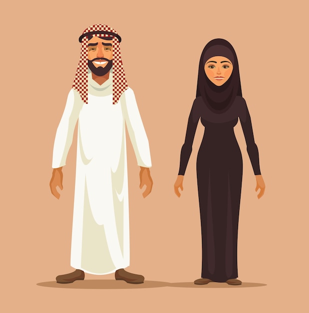 Ilustración plana pareja árabe tradicional