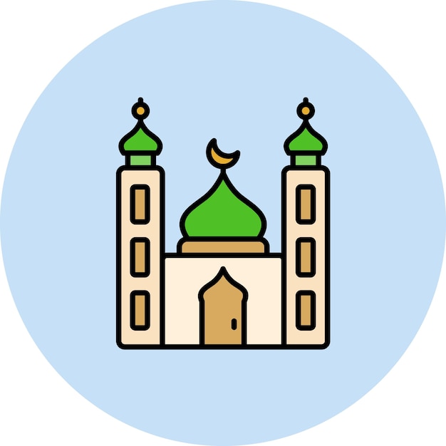 Ilustración plana de la pequeña mezquita
