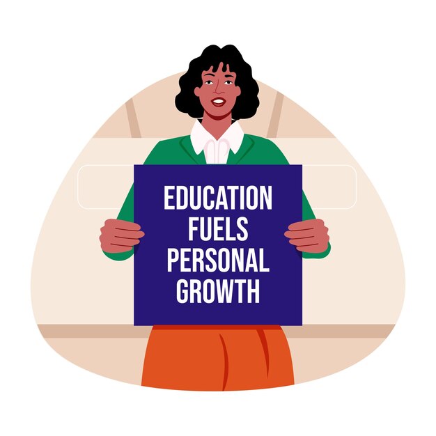 Ilustración plana de un personaje sosteniendo un personaje que representa la protesta del maestro