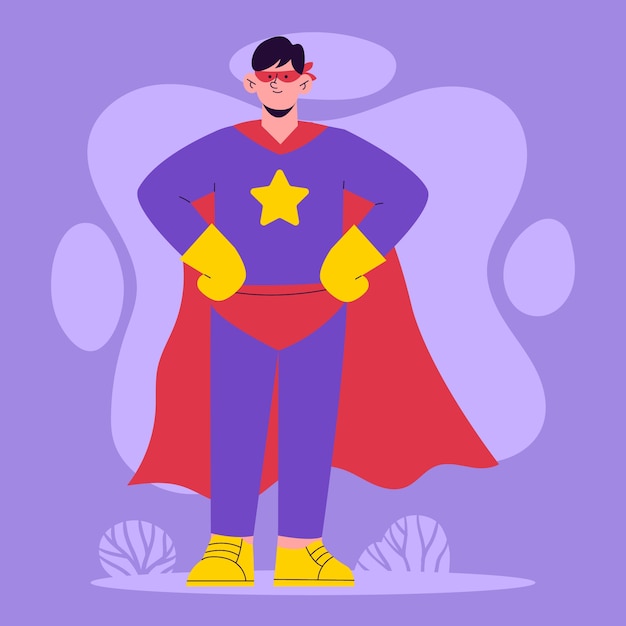 Ilustración plana del personaje de superhéroe