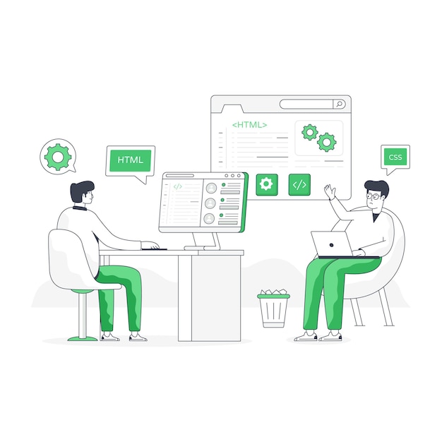 Una ilustración plana personalizable de optimización de código