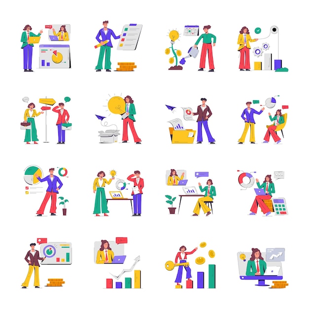 Ilustración plana de personas que trabajan en un proyecto
