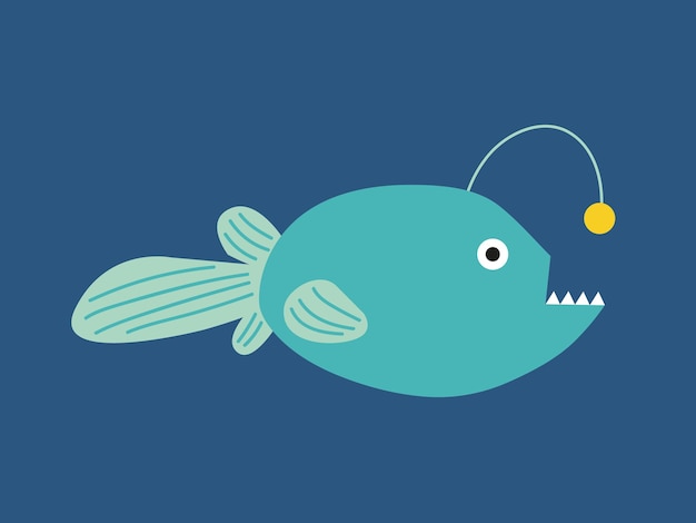 Ilustración plana de pescado de pescador vectorial