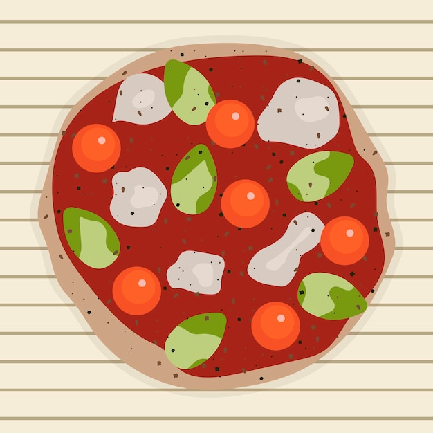 Ilustración plana con pizza margherita