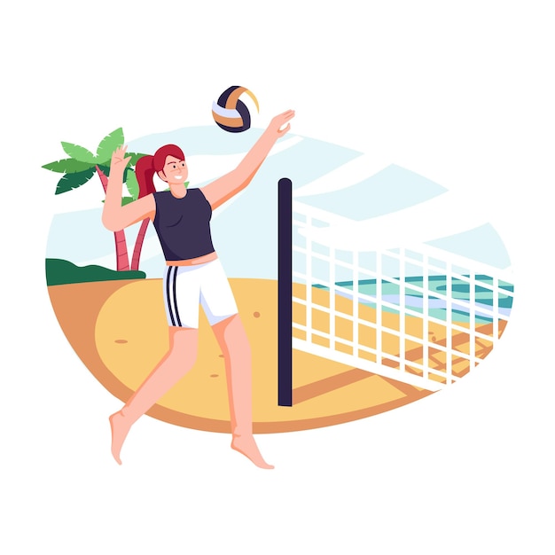 Vector ilustración plana de la playa de volly