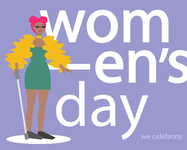 Ilustración plana de postal del día internacional de la mujer