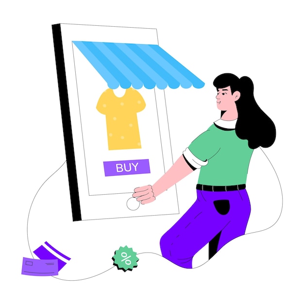 Ilustración plana premium de comprar en línea