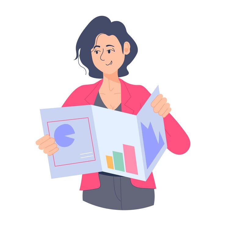 Vector ilustración plana premium de informes comerciales